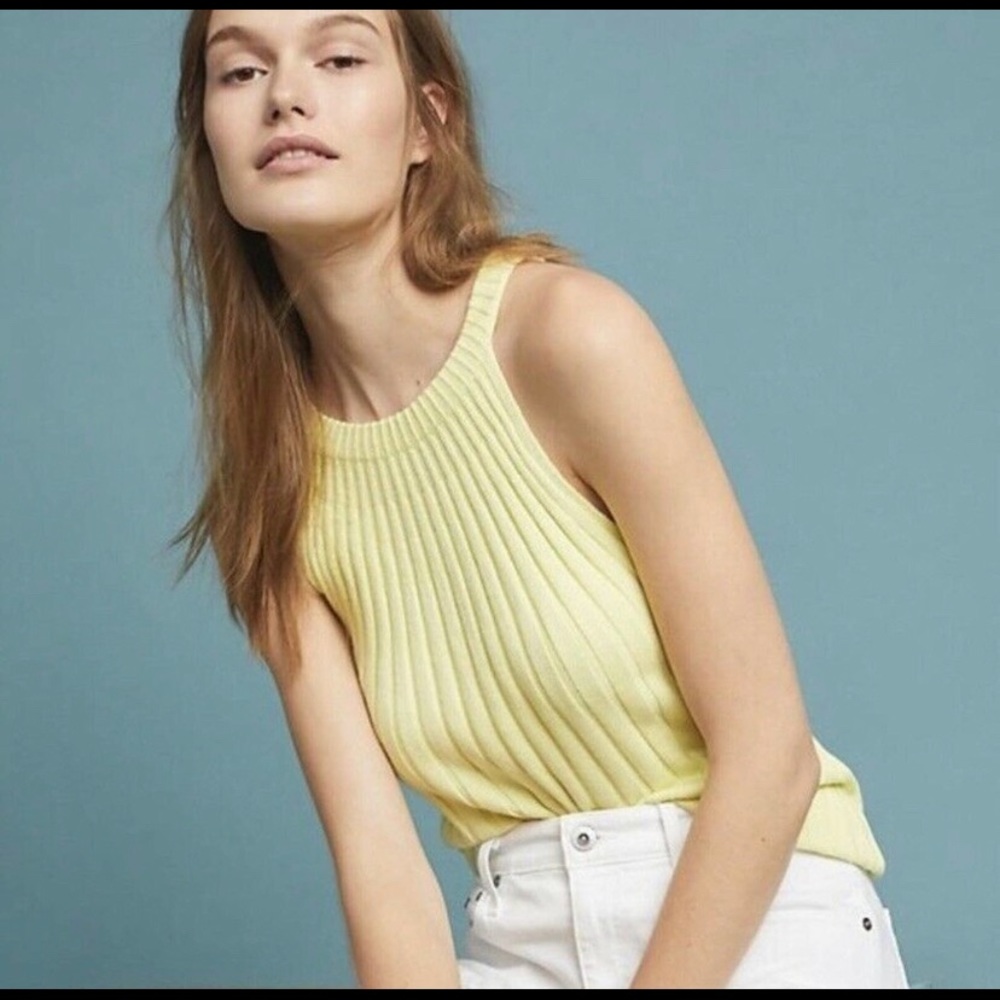 Anthropologie Yellow High Neck Sweater Tank top Size S